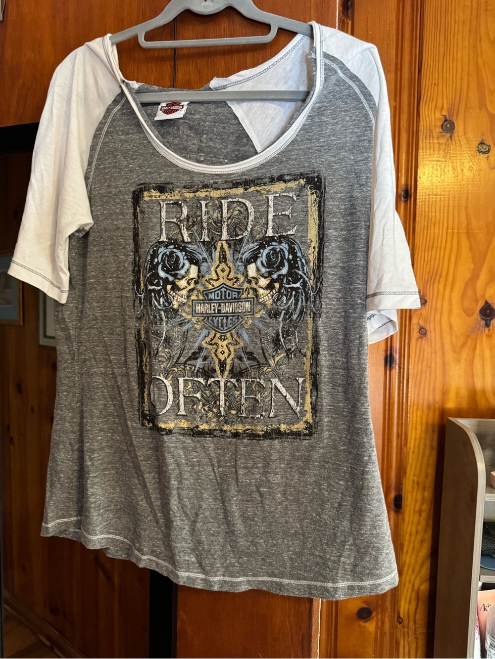 Harley-Davidson Gray and White Raglan 'Ride Often' Graphic Tee